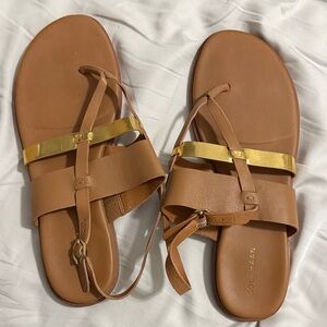 Cole Haan Brown Sandals with Gold Straps